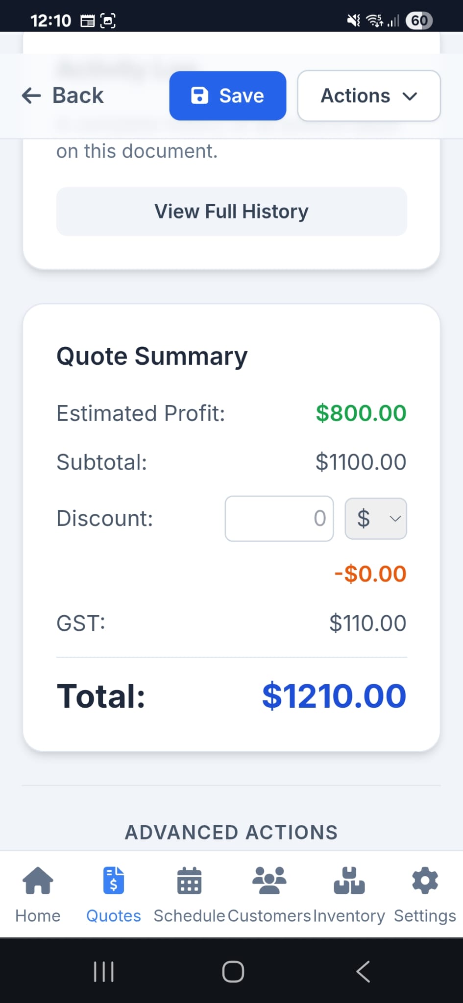 Profit tracking in inventory